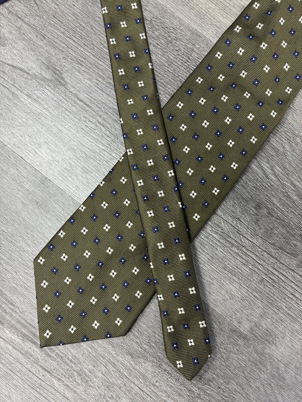 Brooks Brothers Makers Tie Pure Silk Woven England Made USA Green Foulard 3.75"